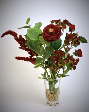 Композиция с розой в вазе с имитацией воды для декора интерьера